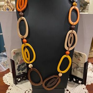 Colorful Tagua Nut Oval Link Necklace